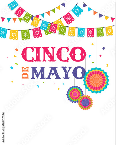 Cinco de mayo, Mexican fiesta banner and poster design with flags, decorations,