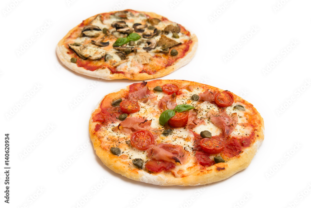 Pizza with ham and mushrooms