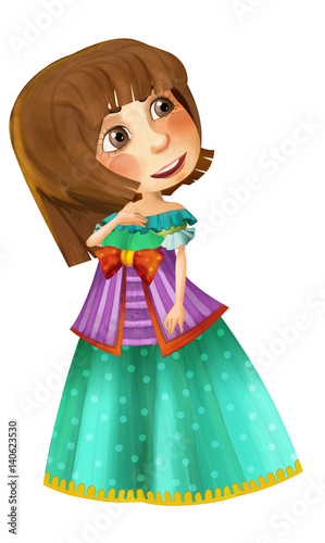 cartoon young princess - smiling beautiful woman / illustration for children