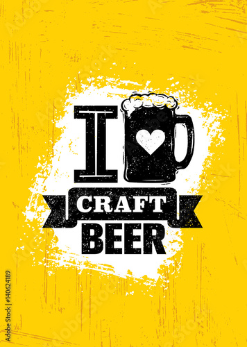 Craft Beer Sold Here Rough Banner. Vector Artisan Beverage Illustration Design Concept On Grunge Distressed Background
