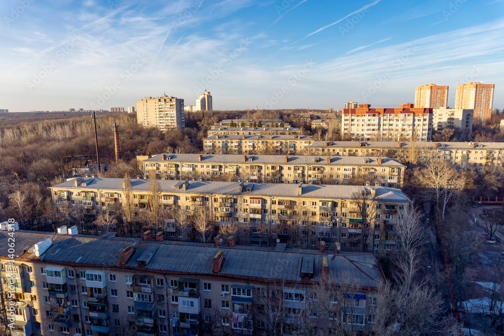 The sleeping area of Voronezh city, the old five-story houses