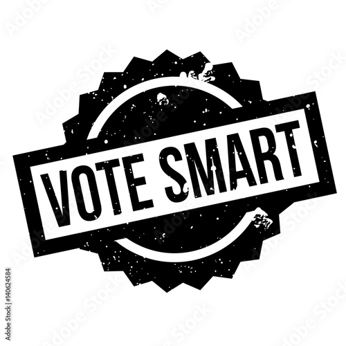 Vote Smart rubber stamp. Grunge design with dust scratches. Effects can be easily removed for a clean, crisp look. Color is easily changed.