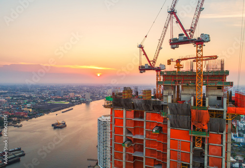 Photography Construction site with cranes