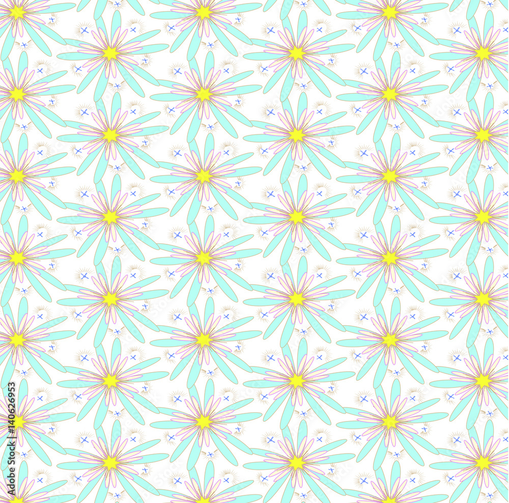 Illustration of abstract seamless pattern of flowers