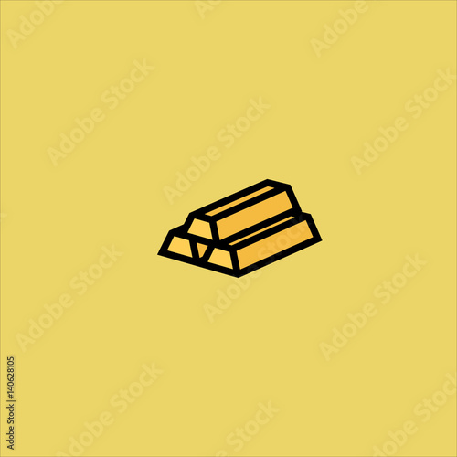 gold ingots icon flat design