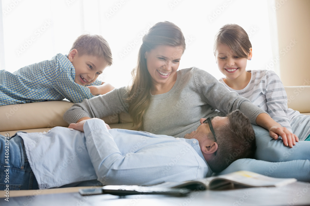Happy family in living room Happy family in living room
