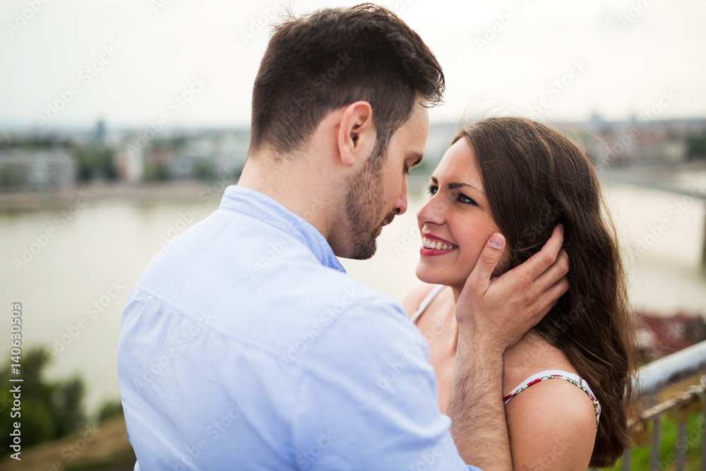 Beautiful romantic couple dating outdoors Beautiful romantic couple dating outdoors