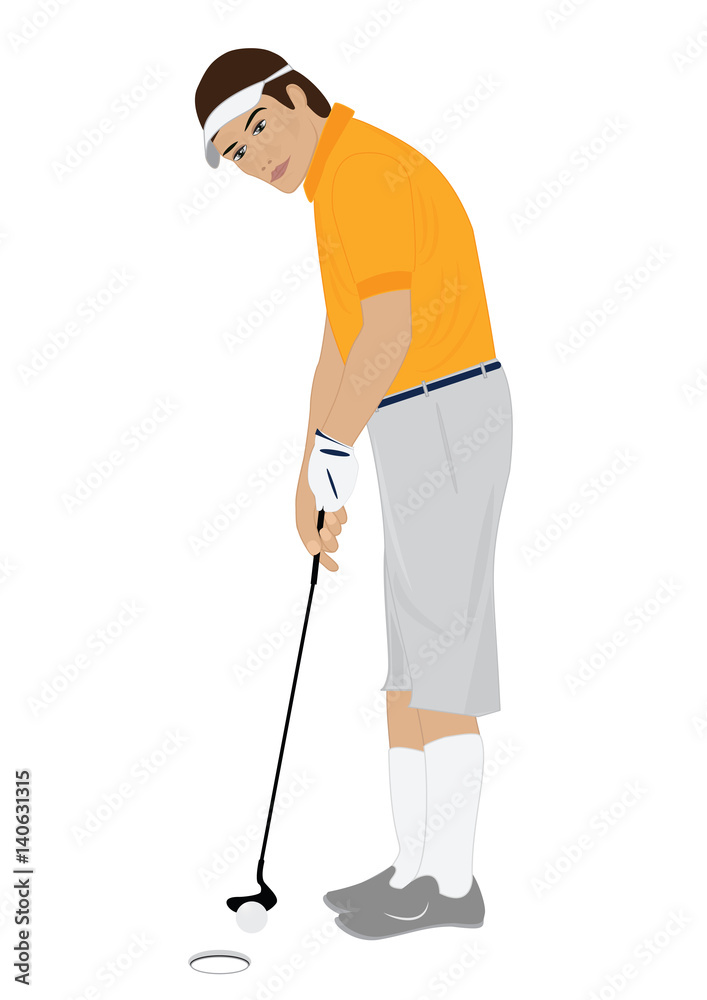 man playing golf isolated on white background art creative modern vector illustration flat style man playing golf isolated on white background art creative modern vector illustration flat style