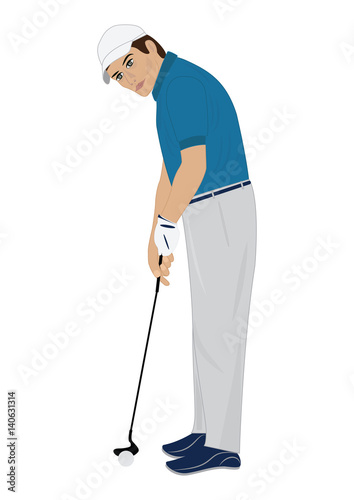 golfer putter the ball isolated on white background art creative modern vector flat style
