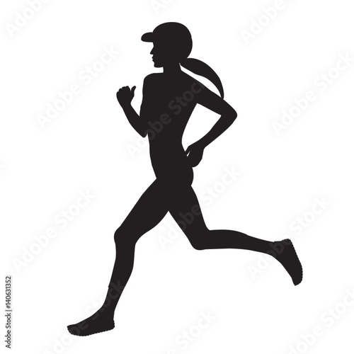 sketch sporty woman running isolated on white background vector illustration art creative design element