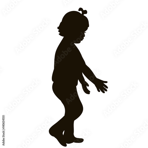 Vector, isolated, silhouette child looking for