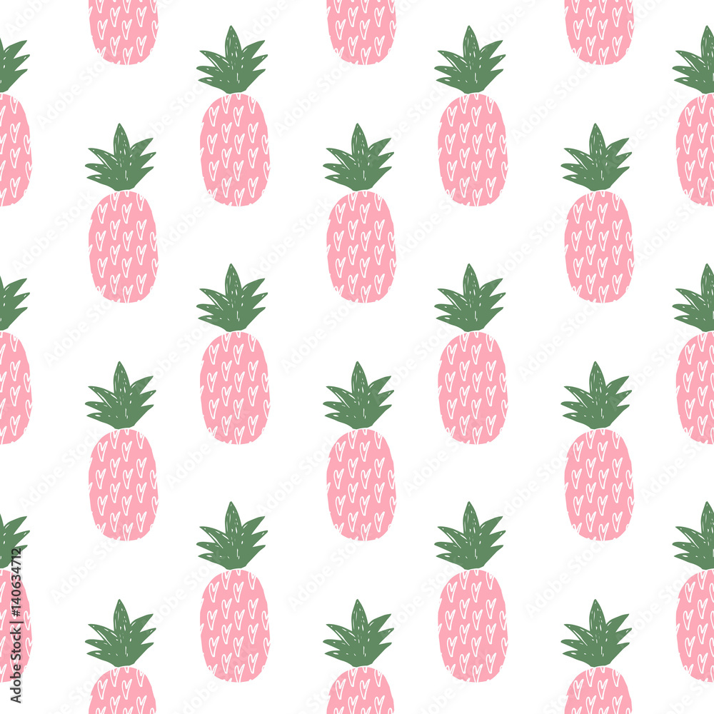 Pink pineapple pattern. Wallpaper design. Stock Vector | Adobe Stock