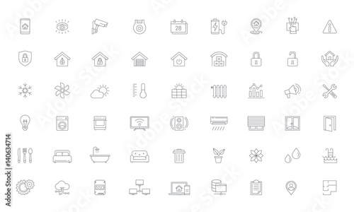 Smart Home, Home Automation Line Vector Icon Set