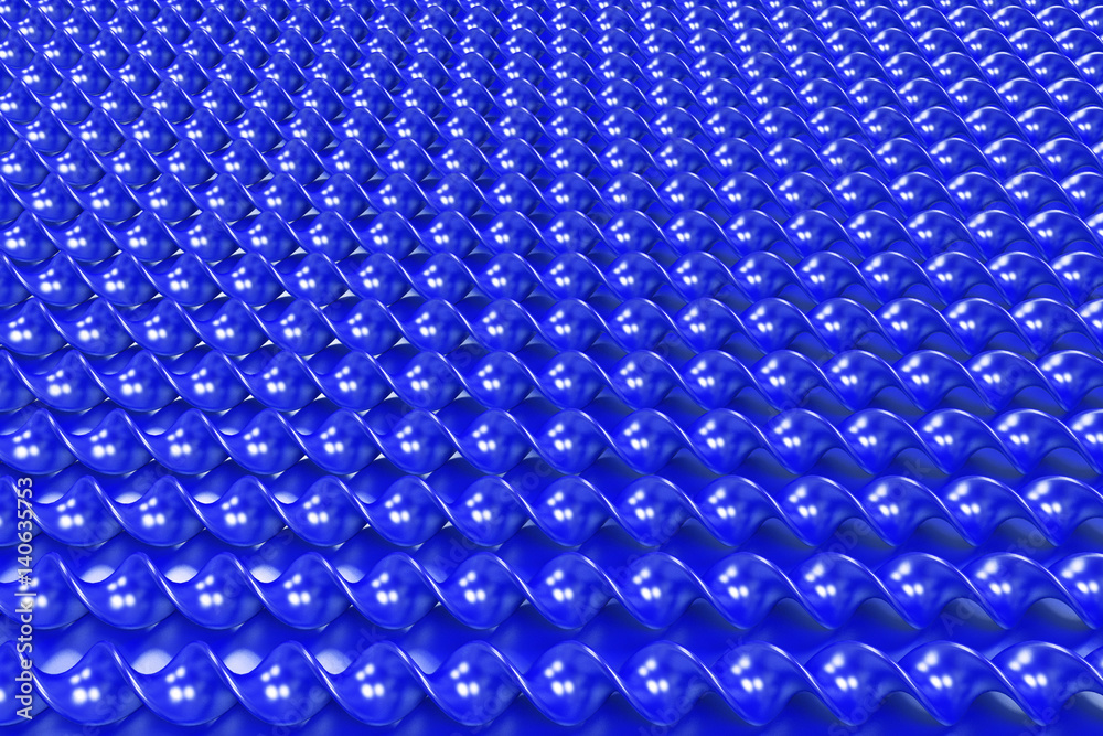 Naklejka premium Blue plastic spiral sticks on blue background
