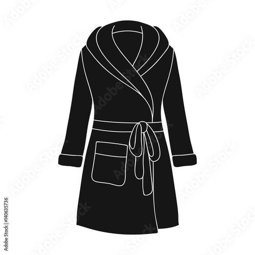 Green lady s gown after bath. Home clothes for women. Woman clothes single icon in black style vector symbol stock illustration.