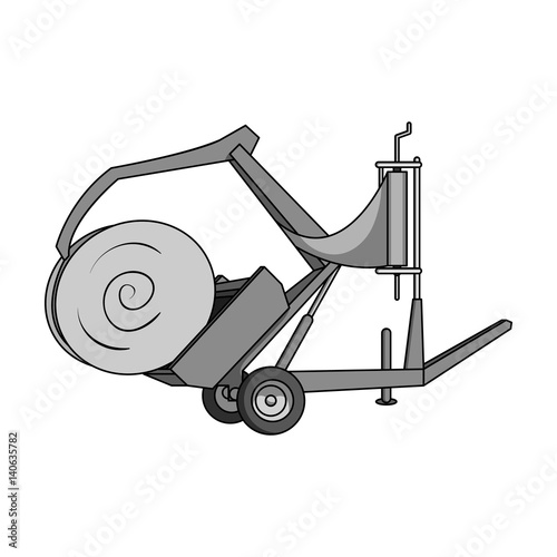 Modern agricultural machinery for  of hay and rolling circles.Agricultural Machinery single icon in monochrome style vector symbol stock illustration.