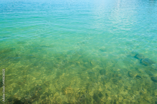 Bottom view of the clear sea water