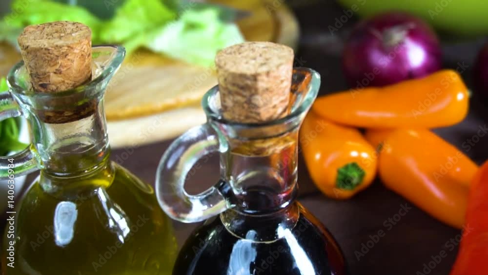 preparing fresh vegetable salad. Slow motion preparing fresh vegetable salad. Slow motion