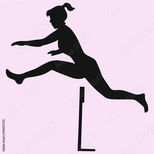 Professional female hurdler in a jump vector silhouette isolated 
