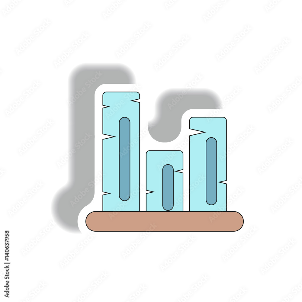 Vector illustration in paper sticker style. infographic design of retro column chart Vector illustration in paper sticker style. infographic design of retro column chart