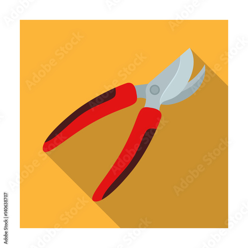 Garden shears for hacking shrubs. Scissors for branches and sticks.Farm and gardening single icon in flat style vector symbol stock illustration.