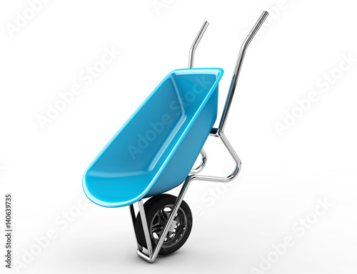 Canvas Print 3d rendered image of wheelbarrow on white background