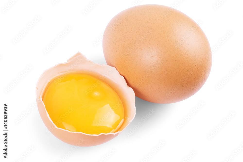 Single brown chicken egg isolated on white Single brown chicken egg isolated on white