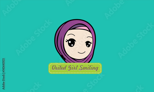 Cartoon Beautiful Islamic Woman In Hijab Vector Illustration