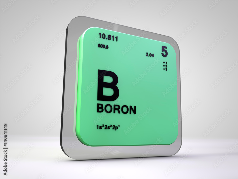 Boron - B - chemical element periodic table 3d render Boron - B - chemical element periodic table 3d render
