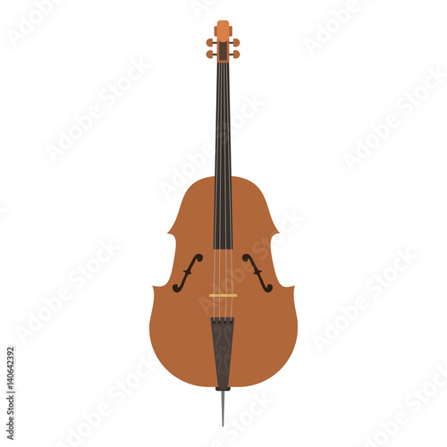 Violin with bow isolated fine performance stringed classical music art instrument and concert musical orchestra string fiddle viola vector illustration.