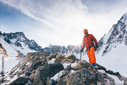 Man climbing in the Alps