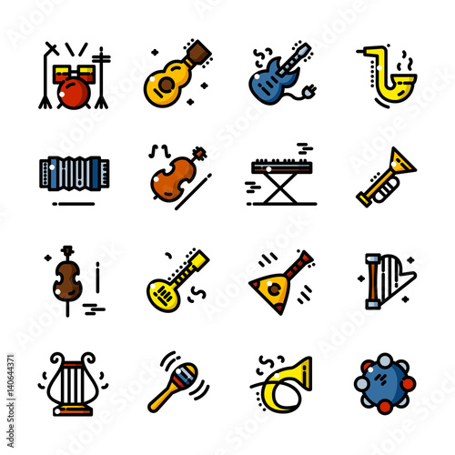 Line Musical instruments icons vector illustration