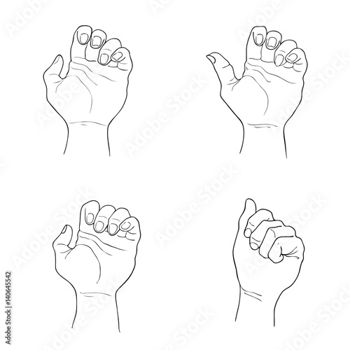 Set of Human Hands Clenched Fists Raised Up in The Air
