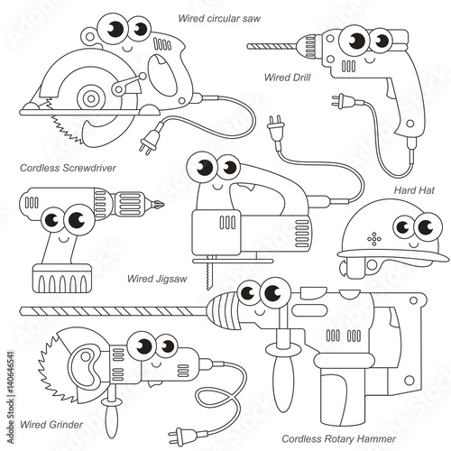 Vector set of Engine Tools colorful.