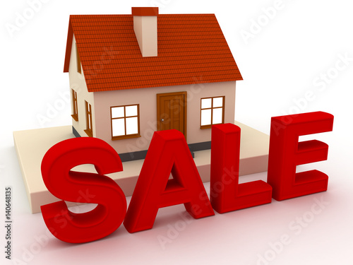3d Little house with red roof for sale