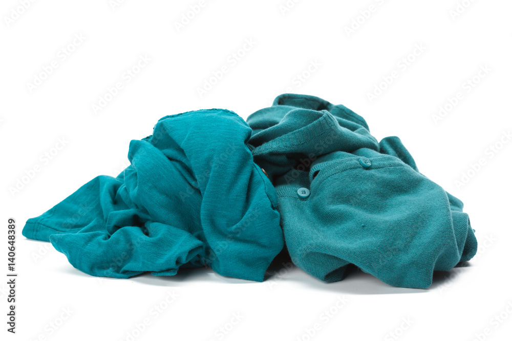 Stack of clothes on white background, closeup Stack of clothes on white background, closeup