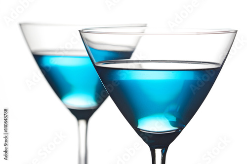 Close up of drinks in martini glasses