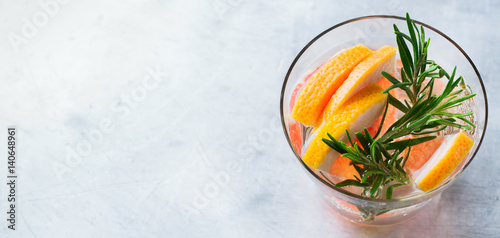 Grapefruit rosemary fresh infused water detox drink cocktail lemonade