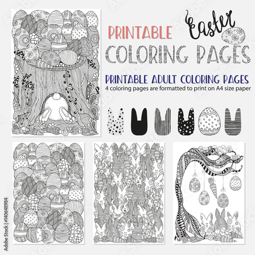 Fototapeta Set of ester coloring book pages