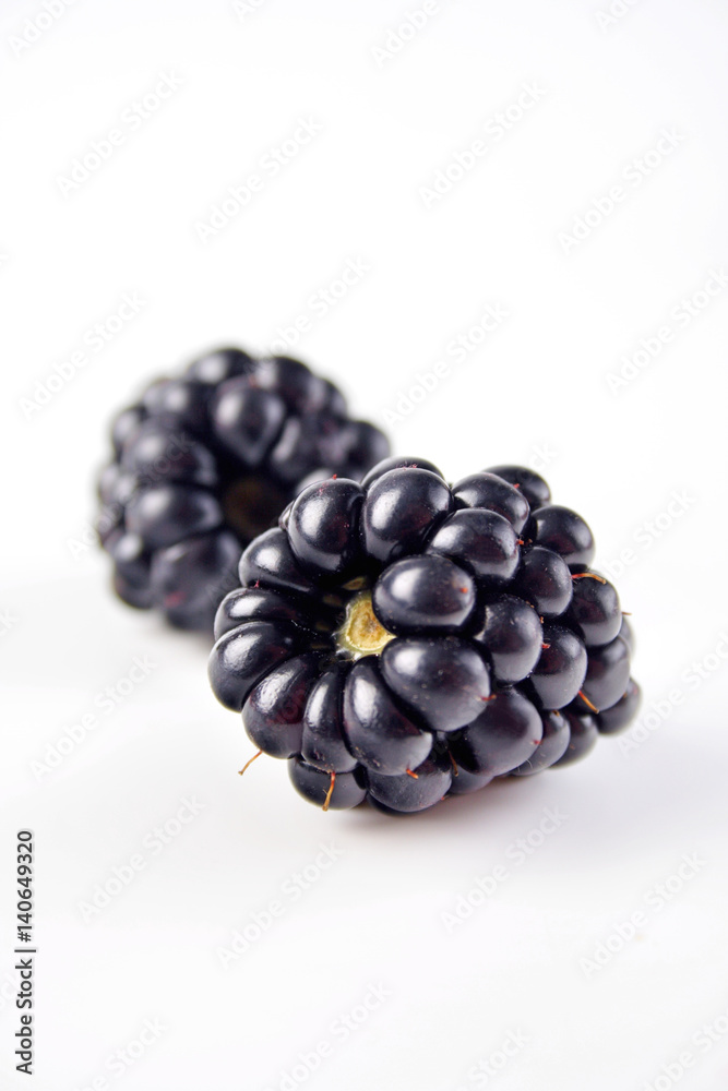 Blackberries on white background - studio shot Blackberries on white background - studio shot