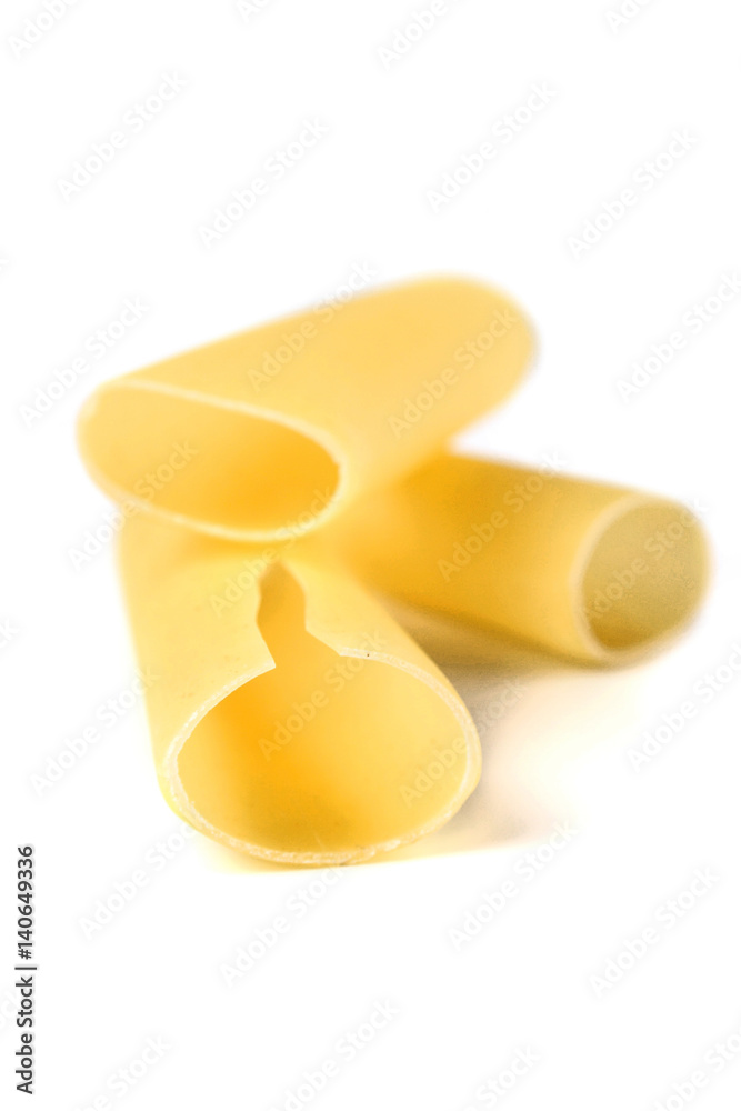 Cannelloni pasta on white background