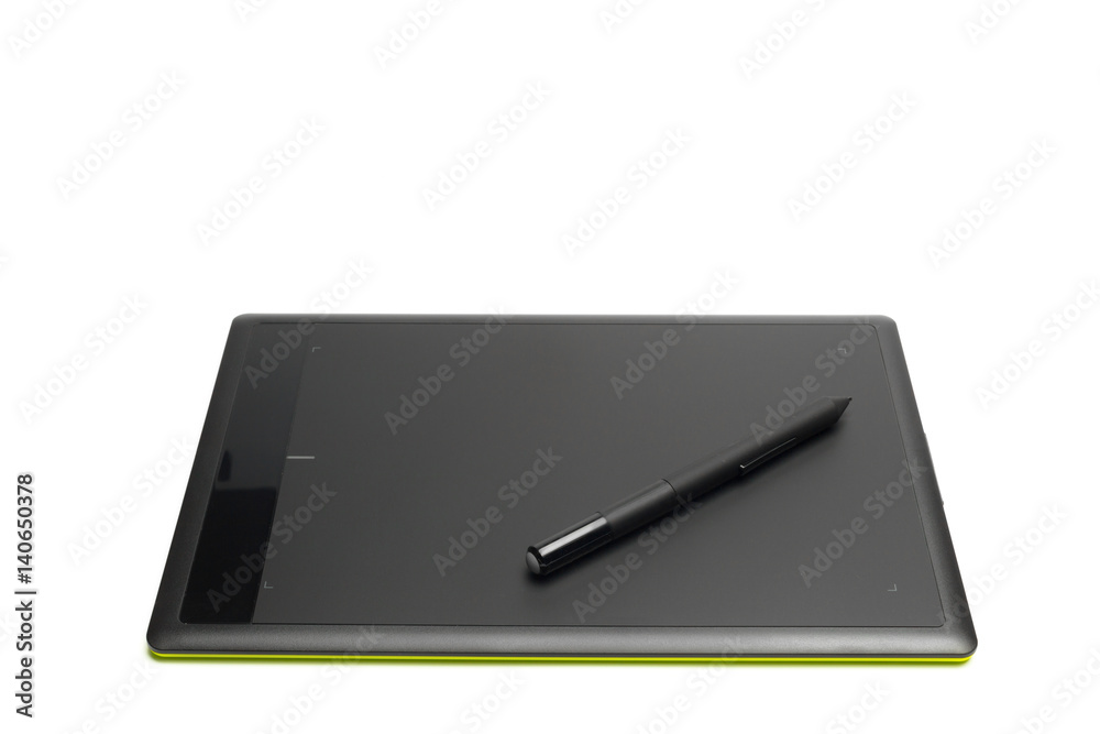 Graphic tablet with pen for illustrators and designers, isolated on white background Graphic tablet with pen for illustrators and designers, isolated on white background