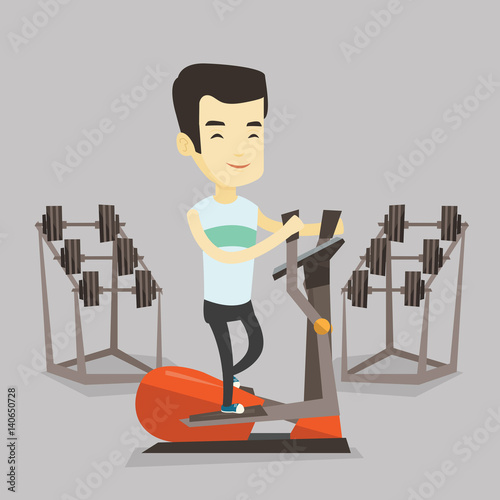Man exercising on elliptical trainer.