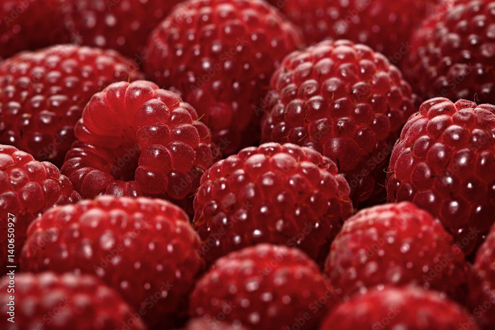 Raspberries backbround - close-up