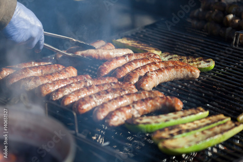 Sausages on the grill