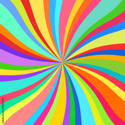 Kaleidoscope, Abstract Background, Sun of Colored Ribbons, Colorful Rays, Star Burst, Vector Illustration