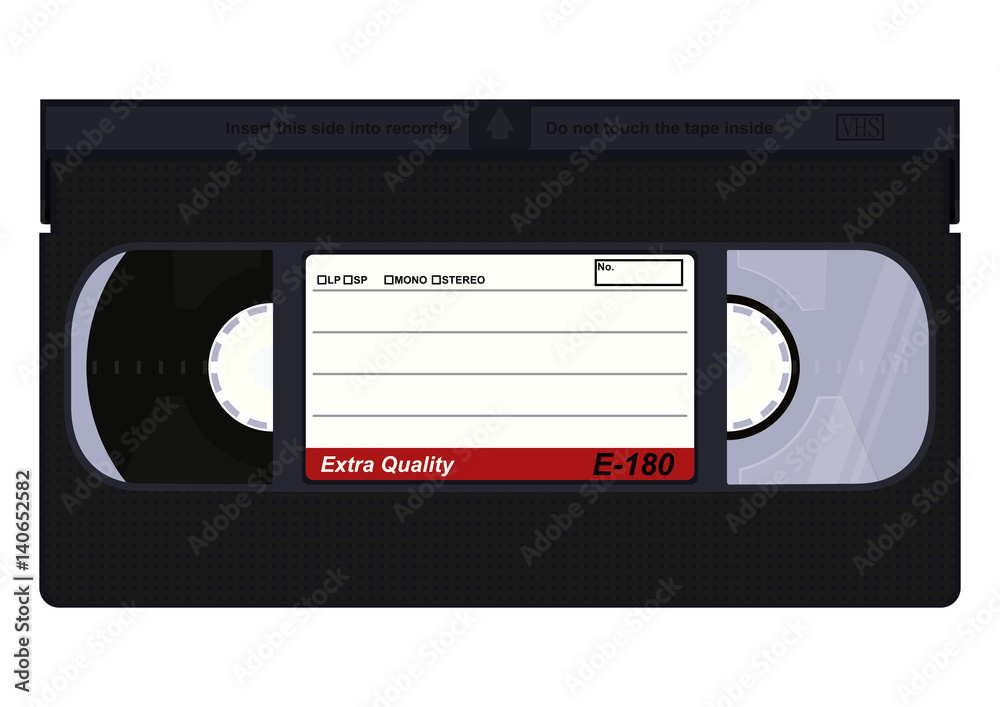 Naklejka premium Front of VHS video cassette. Flat vector.