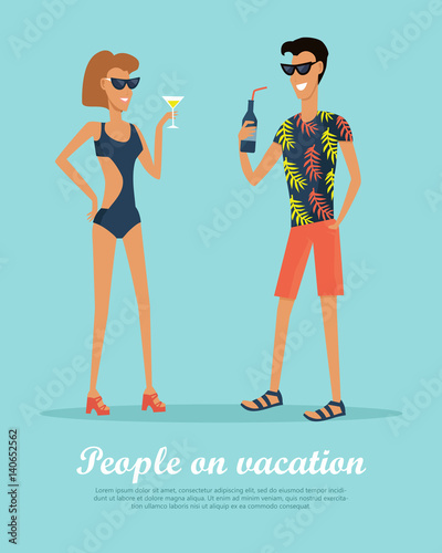 People on Vacation Drinking Cocktails on Rest.