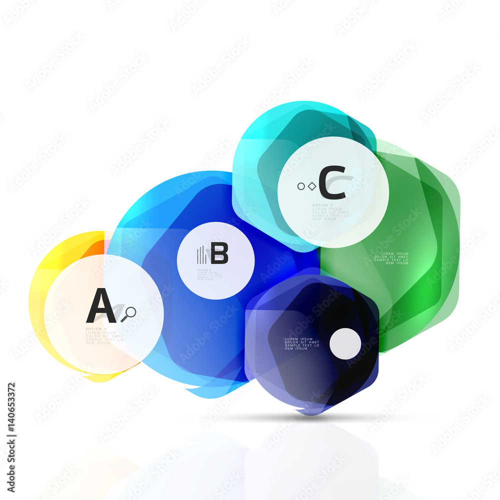 Shiny hexagons with infographics options Shiny hexagons with infographics options