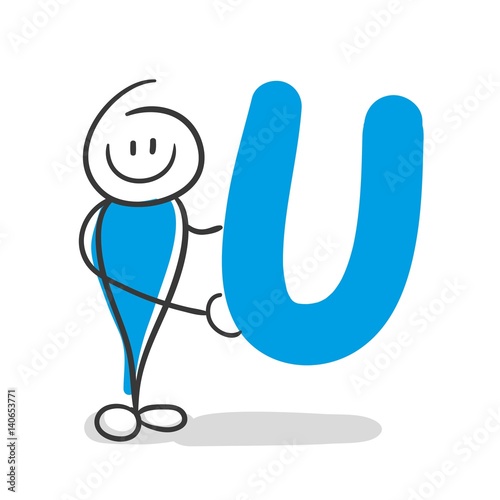 Stick Figure Series Blue / Alphabet U